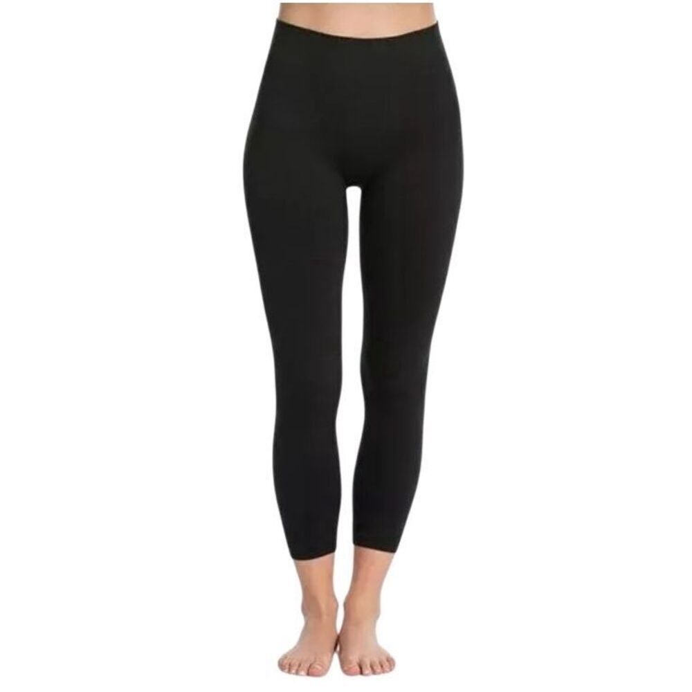 Spanx 1X Black Look At Me Now Ankle Cropped Seamless Leggings High Waist